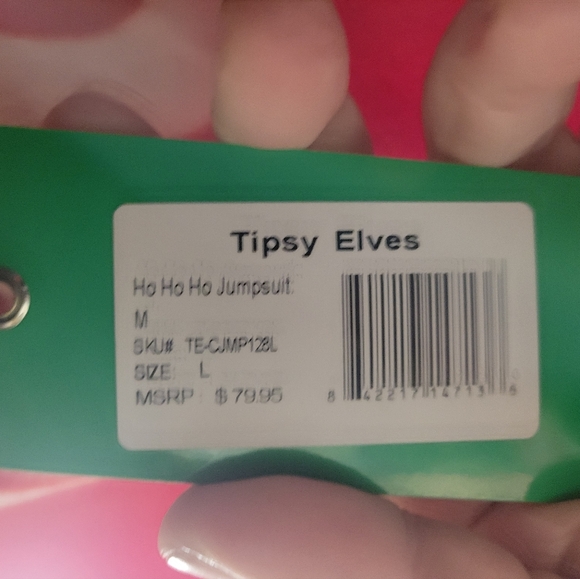 Tipsy Elves NWT Ho Ho Ho Jumpsuit Christmas Onsie Unisex Size Large - Picture 5 of 6